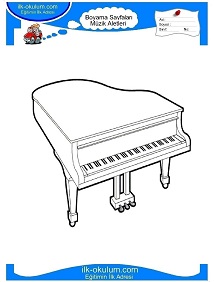 Çocuklar İçin Piano Boyama Sayfaları 